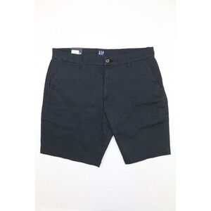 GAP Men's Black Chino Shorts Flat Front Stretch Twill Golf Casual Classic Sz 34